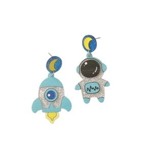 Astronaut & Rocket Dangle Earrings